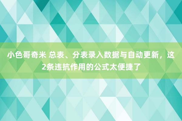 小色哥奇米 总表、分表录入数据与自动更新，这2条违抗作用的公式太便捷了