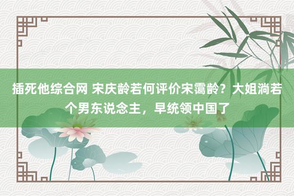 插死他综合网 宋庆龄若何评价宋霭龄？大姐淌若个男东说念主，早统领中国了