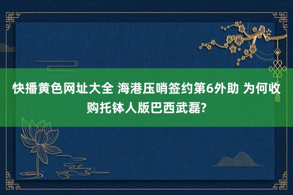 快播黄色网址大全 海港压哨签约第6外助 为何收购托钵人版巴西武磊?