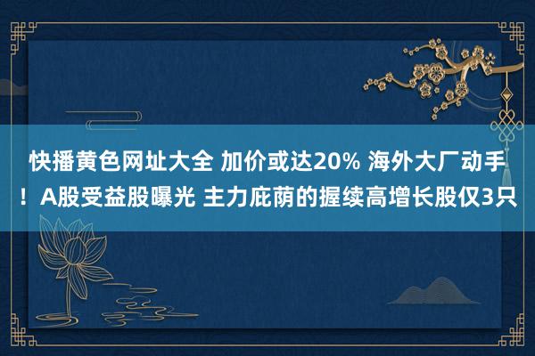 快播黄色网址大全 加价或达20% 海外大厂动手！A股受益股曝光 主力庇荫的握续高增长股仅3只