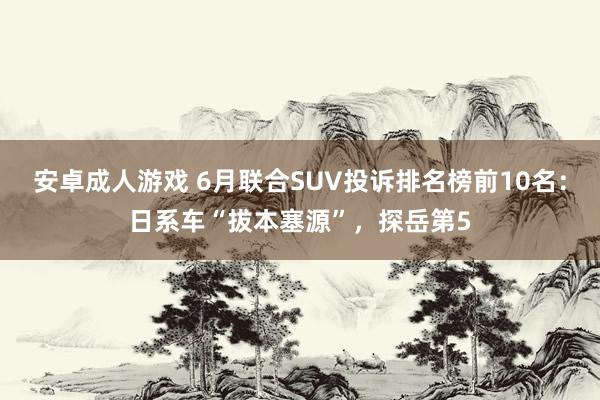 安卓成人游戏 6月联合SUV投诉排名榜前10名：日系车“拔本塞源”，探岳第5