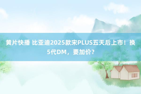 黄片快播 比亚迪2025款宋PLUS五天后上市！换5代DM，要加价？