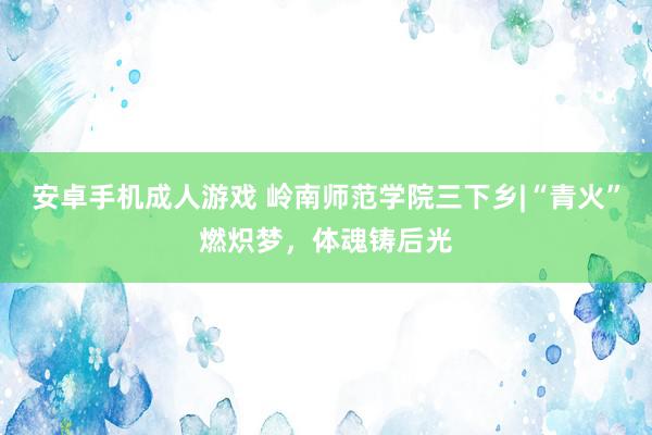 安卓手机成人游戏 岭南师范学院三下乡|“青火”燃炽梦，体魂铸后光