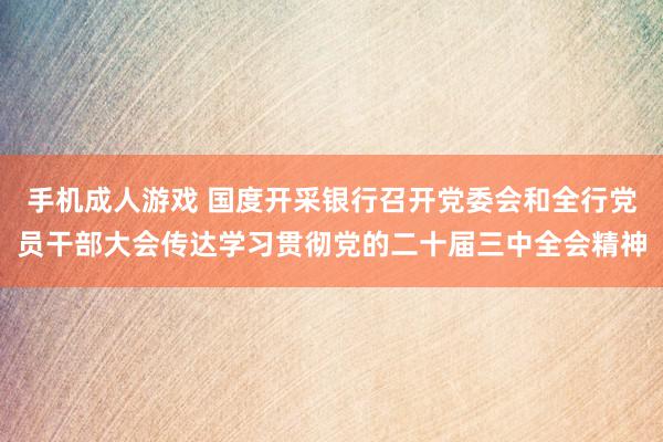 手机成人游戏 国度开采银行召开党委会和全行党员干部大会传达学习贯彻党的二十届三中全会精神