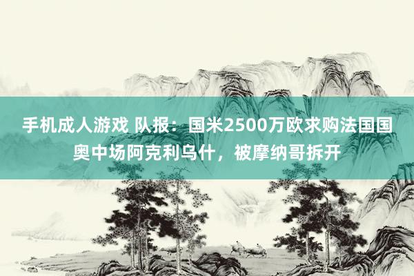 手机成人游戏 队报：国米2500万欧求购法国国奥中场阿克利乌什，被摩纳哥拆开