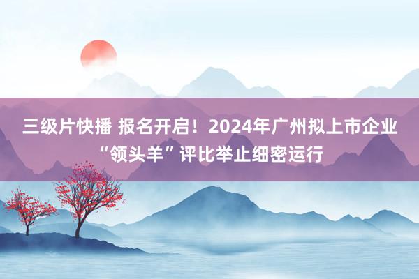 三级片快播 报名开启！2024年广州拟上市企业“领头羊”评比举止细密运行