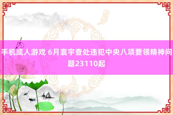 手机成人游戏 6月寰宇查处违犯中央八项要领精神问题23110起