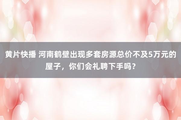 黄片快播 河南鹤壁出现多套房源总价不及5万元的屋子，你们会礼聘下手吗？