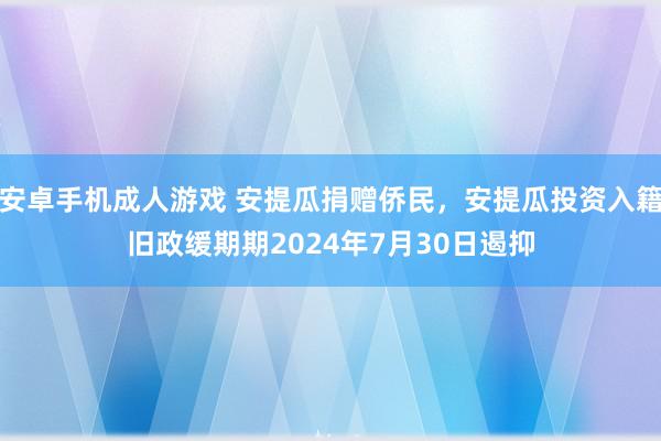 安卓手机成人游戏 安提瓜捐赠侨民，安提瓜投资入籍旧政缓期期2024年7月30日遏抑