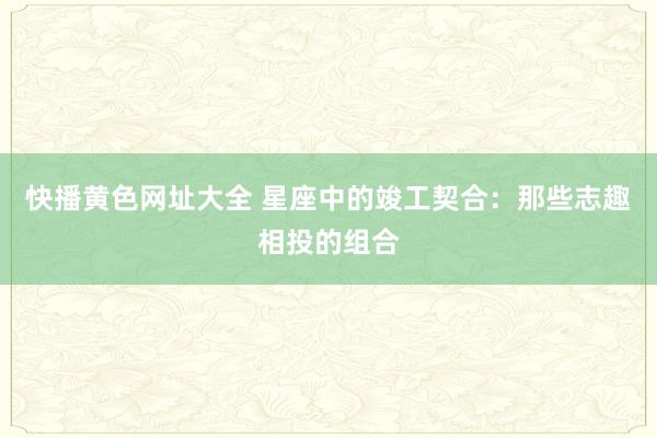 快播黄色网址大全 星座中的竣工契合：那些志趣相投的组合