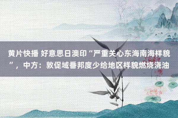 黄片快播 好意思日澳印“严重关心东海南海样貌”，中方：敦促域番邦度少给地区样貌燃烧浇油