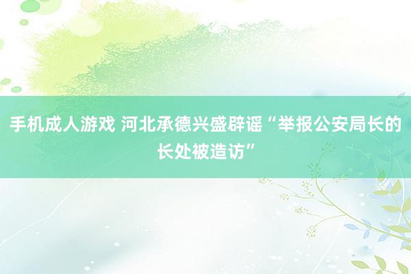 手机成人游戏 河北承德兴盛辟谣“举报公安局长的长处被造访”