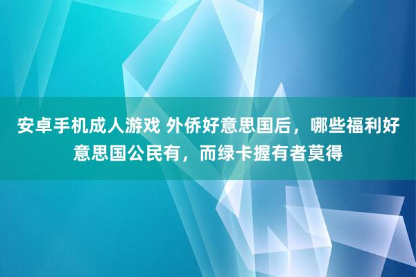 安卓手机成人游戏 外侨好意思国后，哪些福利好意思国公民有，而绿卡握有者莫得